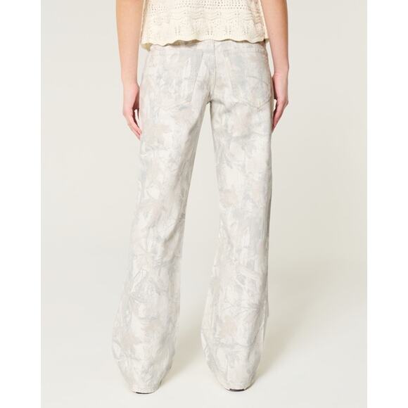 Hollister Women’s 000 / 23 Jeans Low Rise Baggy White Camo Denim Wide Leg Y2k - Picture 15 of 16